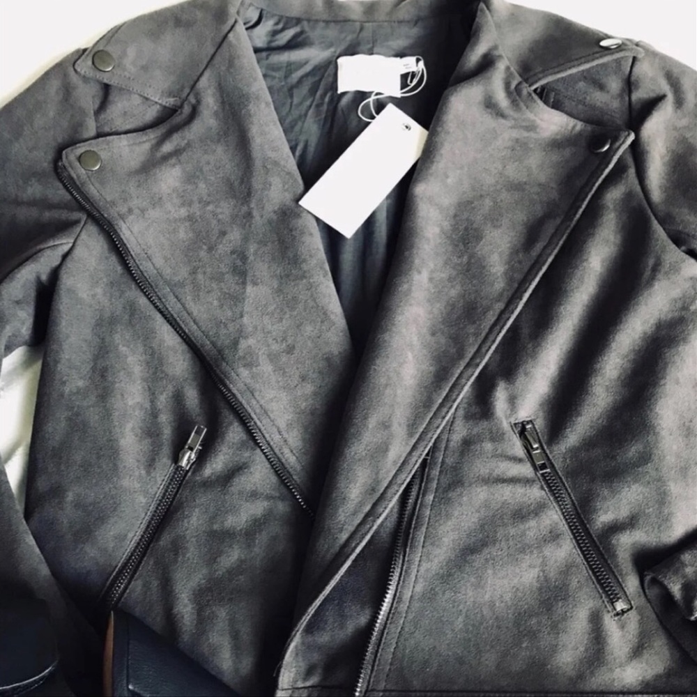 LUSH charcoal grey suede jacket - Picture 4 of 4